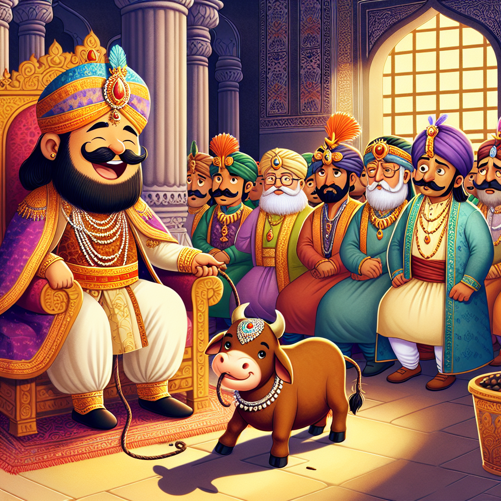 Colorful children's illustration for the story: Birbal's Half-Brother