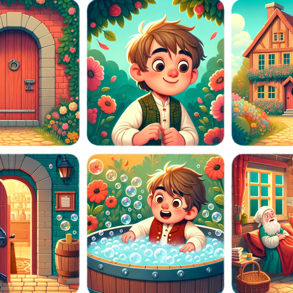 Colorful cartoon storyboard showing 8 key scenes from David and His Believing Aunt