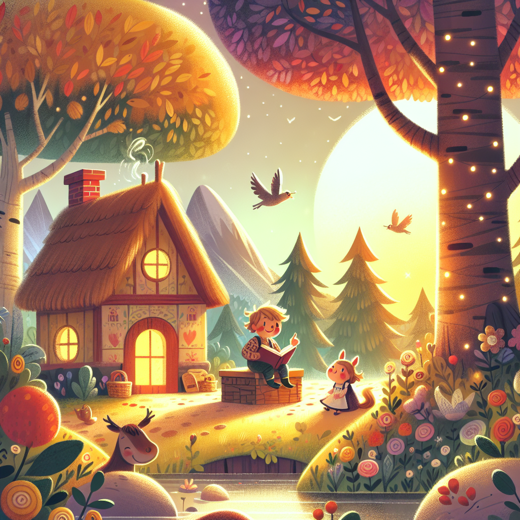 Colorful children's illustration for the story: The Boy and the Nettles