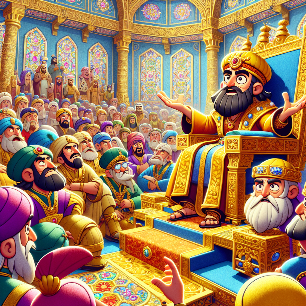 Colorful cartoon storyboard showing 8 key scenes from The Greatest of Them All