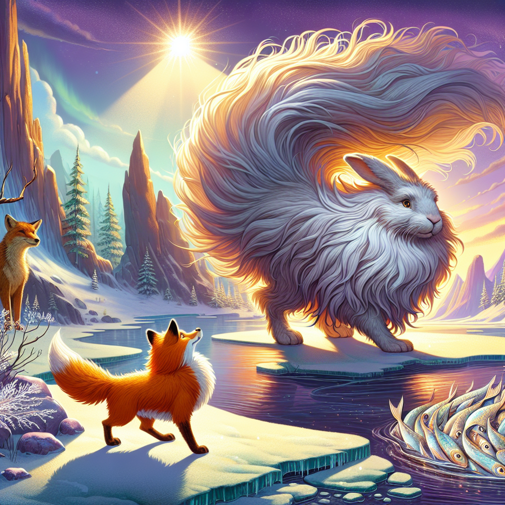 Colorful children's illustration for the story: How Rabbit Lost His Tail