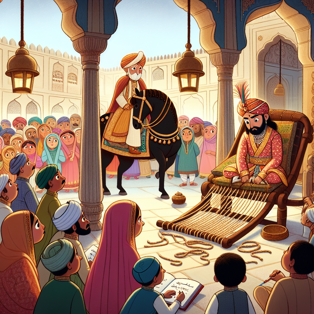 Colorful children's illustration for the story: The Blind Man and the Elephant