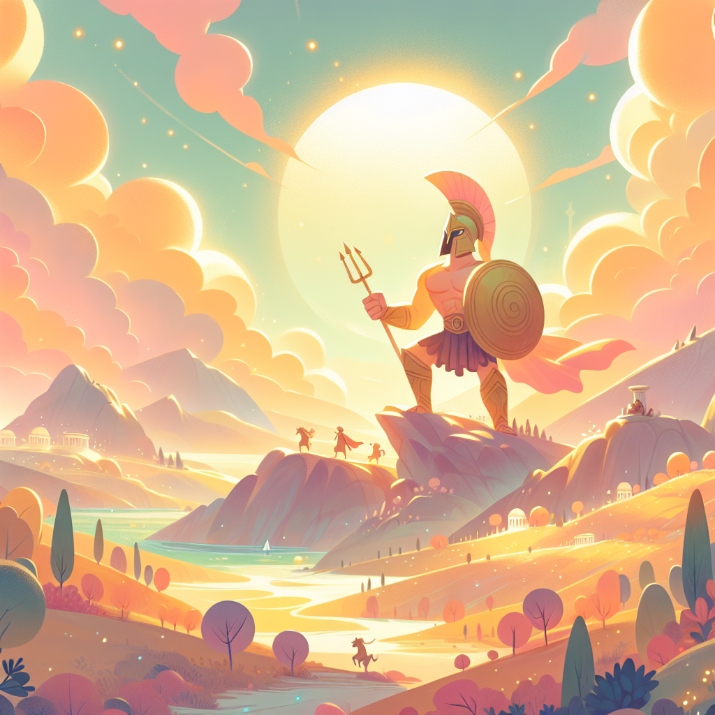 Colorful children's illustration for the story: The Odyssey