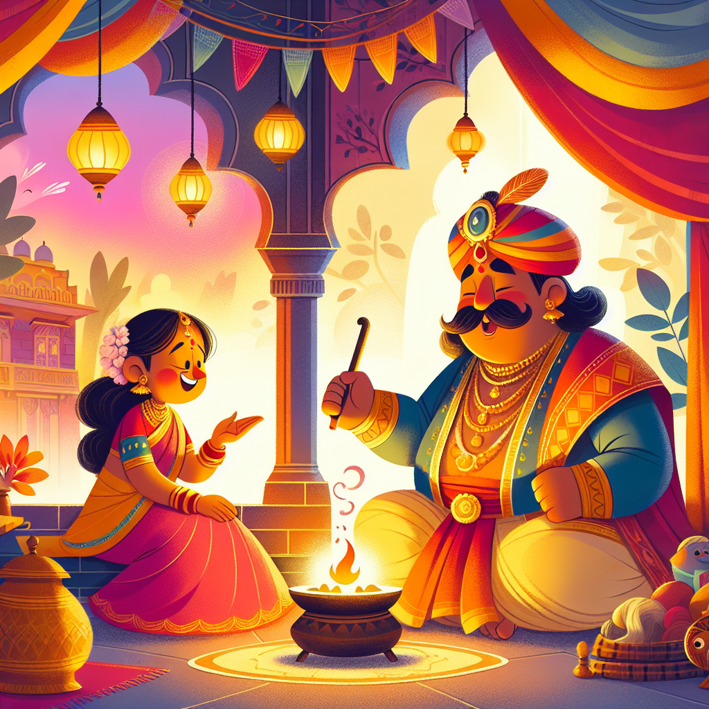 Colorful children's illustration for the story: The Clever Priests