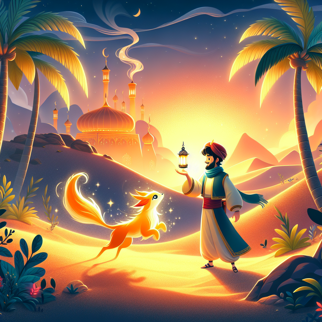 Colorful children's illustration for the story: The Adventures of Sinbad the Sailor