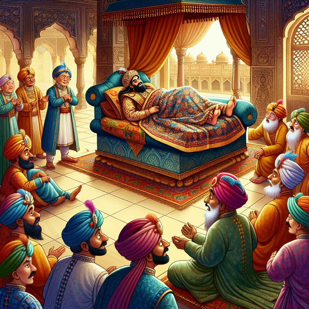 Colorful children's illustration for the story: The Shawl of Limits