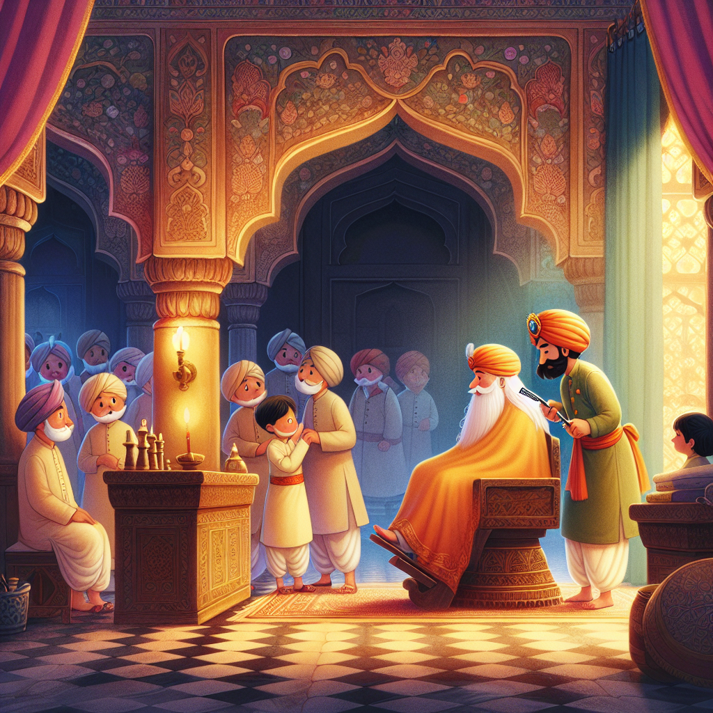 Colorful children's illustration for the story: The Barber's Mistake