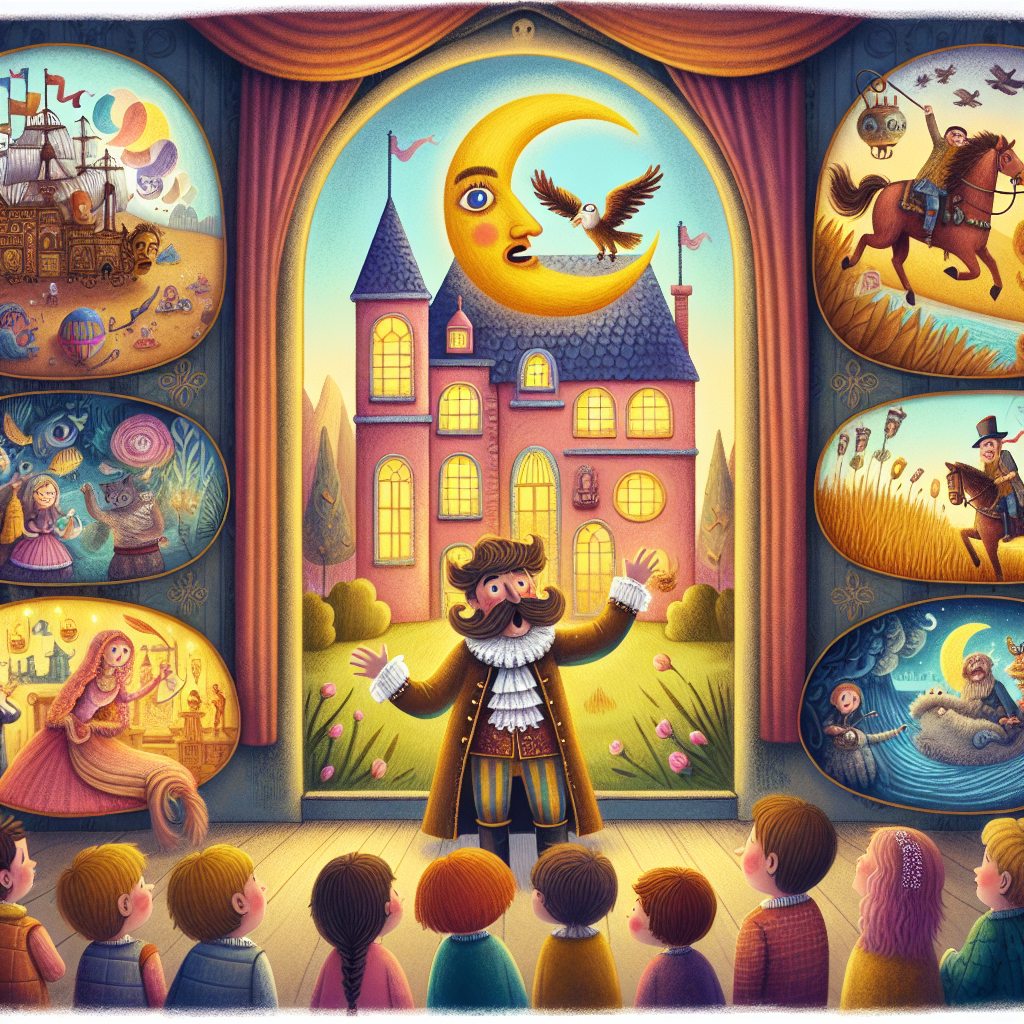 Colorful children's illustration for the story: The Baron Who Rode a Cannonball