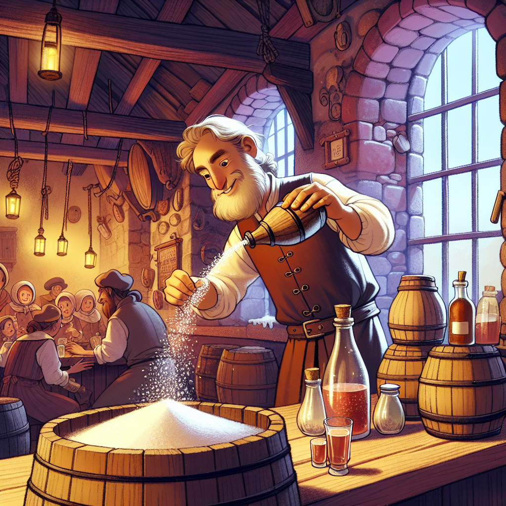 Colorful children's illustration for the story: The Salted Liquor