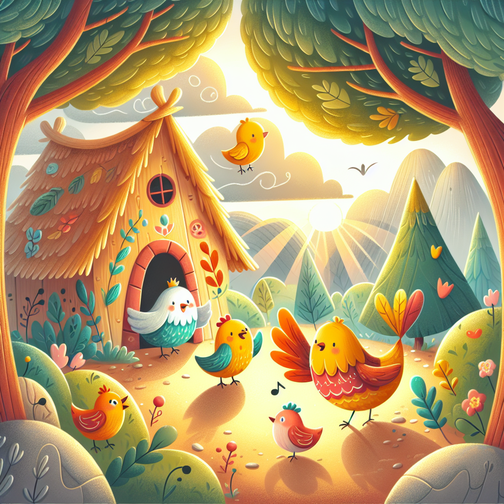 Colorful children's illustration for the story: The Jackdaw and the Peacocks