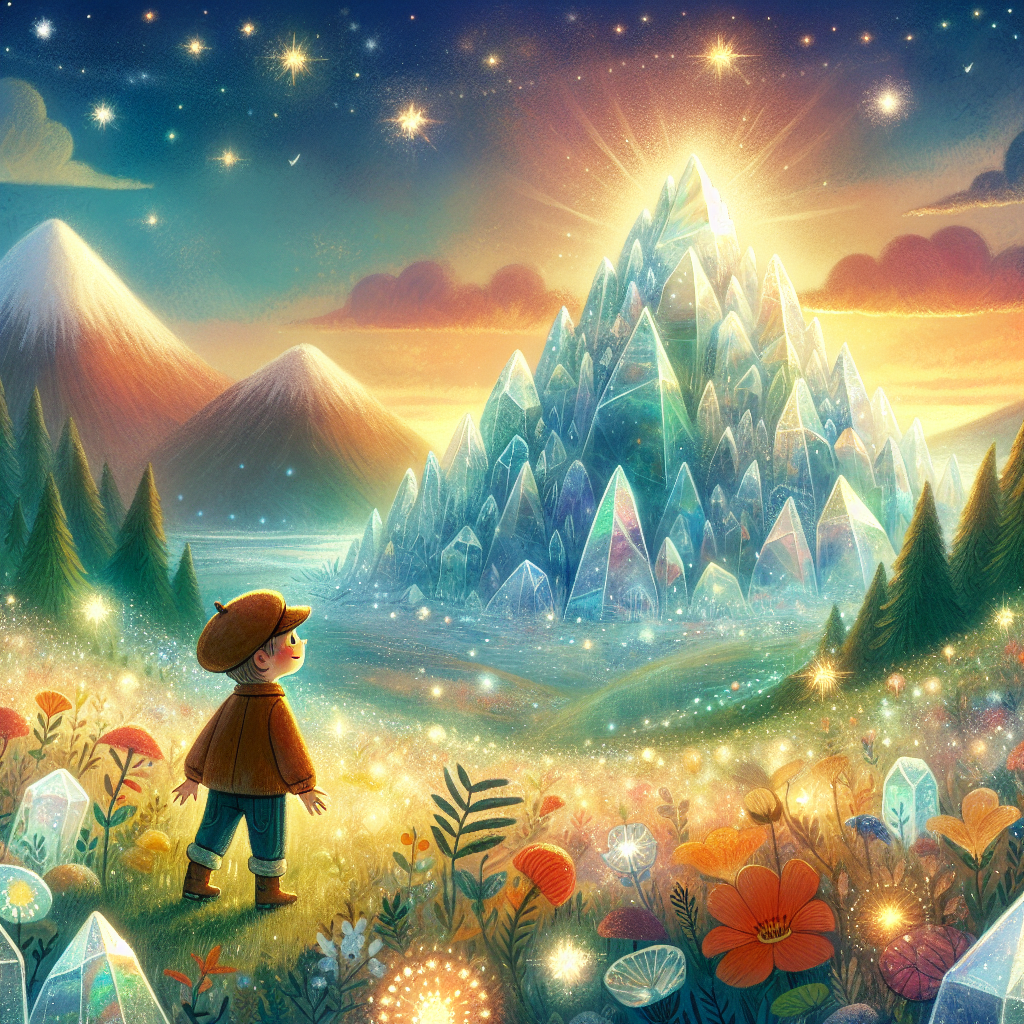 Colorful children's illustration for the story: The Glass Mountain