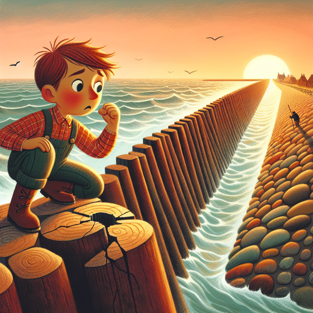 Colorful children's illustration for the story: The Boy Who Held Back the Sea