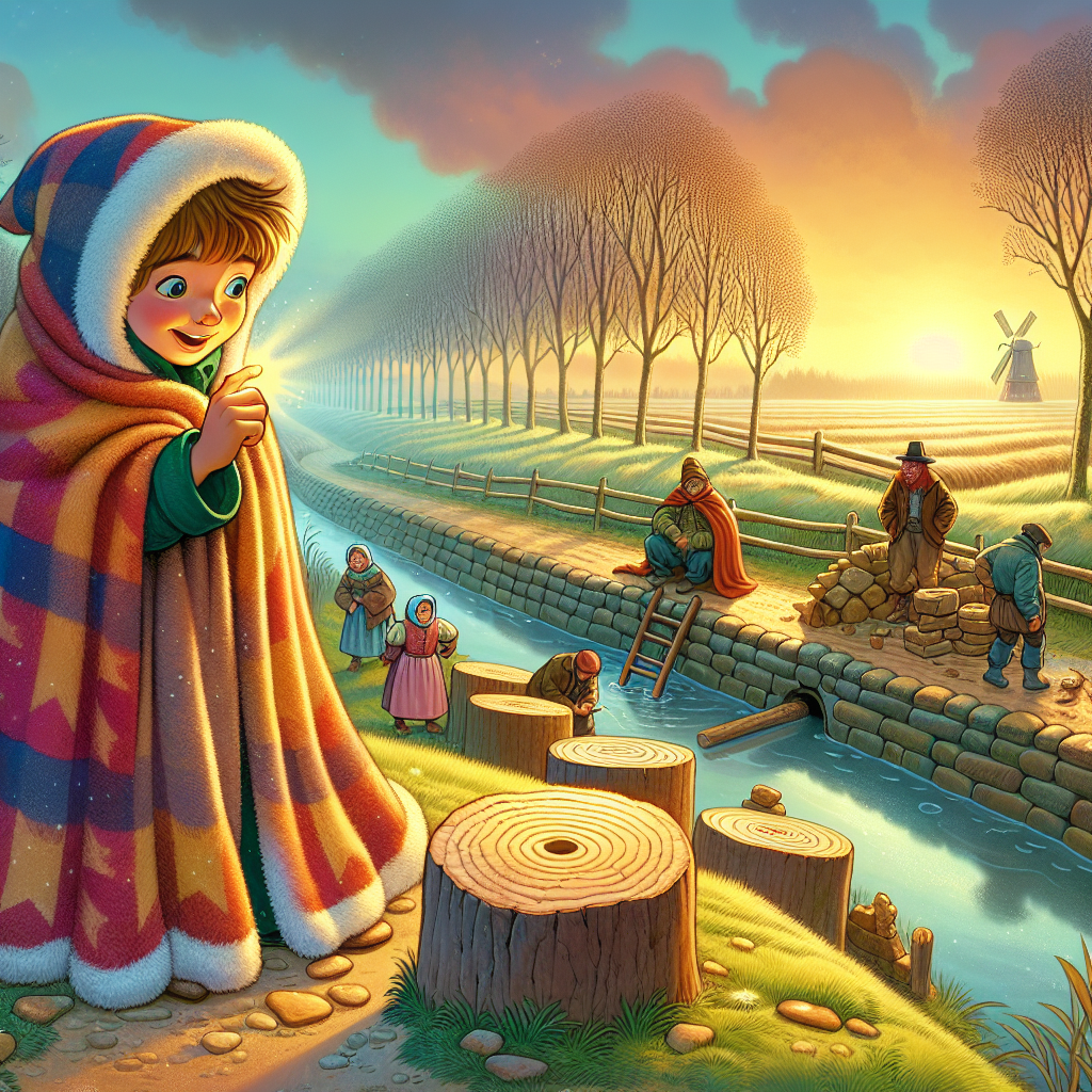 Colorful children's illustration for the story: The Boy Who Stopped the Sea