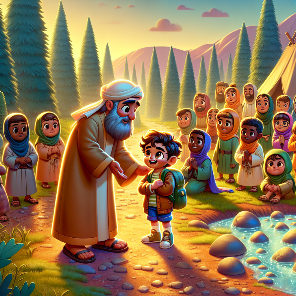 Colorful cartoon storyboard showing 8 key scenes from The Boy Who Learned to Trust
