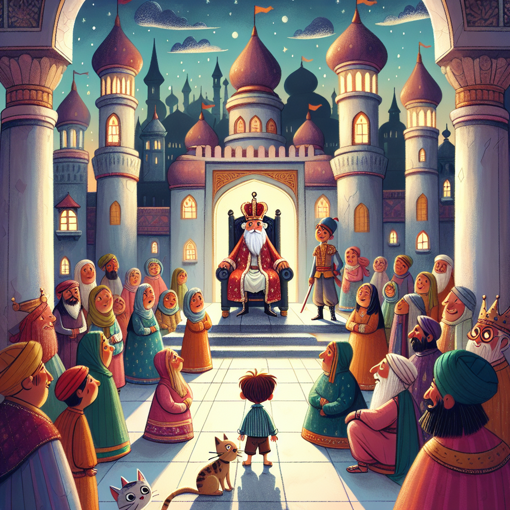 Colorful children's illustration for the story: The Boy Who Made the King Laugh