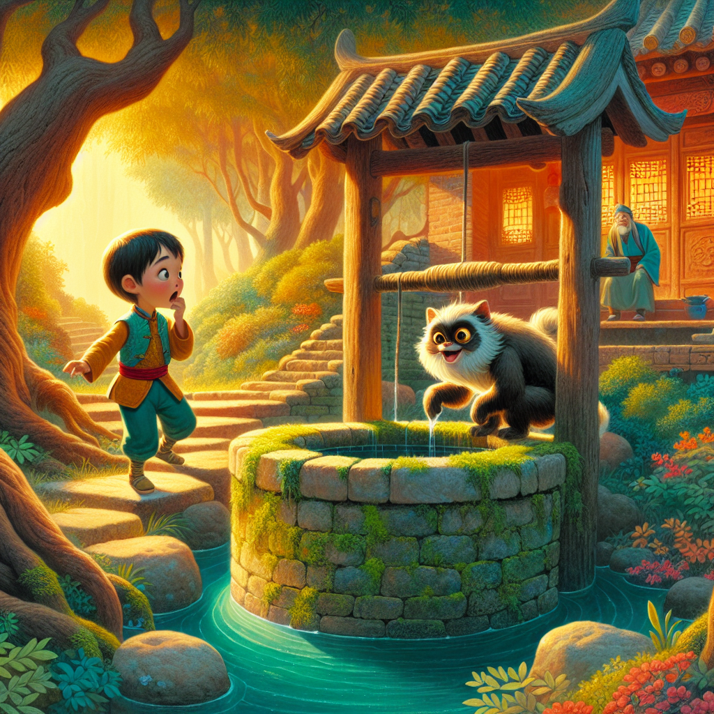 Colorful children's illustration for the story: Tikki Tikki Tembo