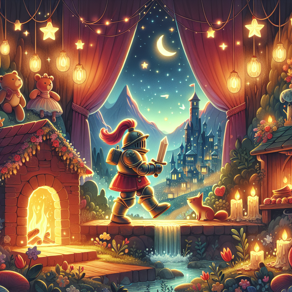 Colorful children's illustration for the story: The Brave Tin Soldier