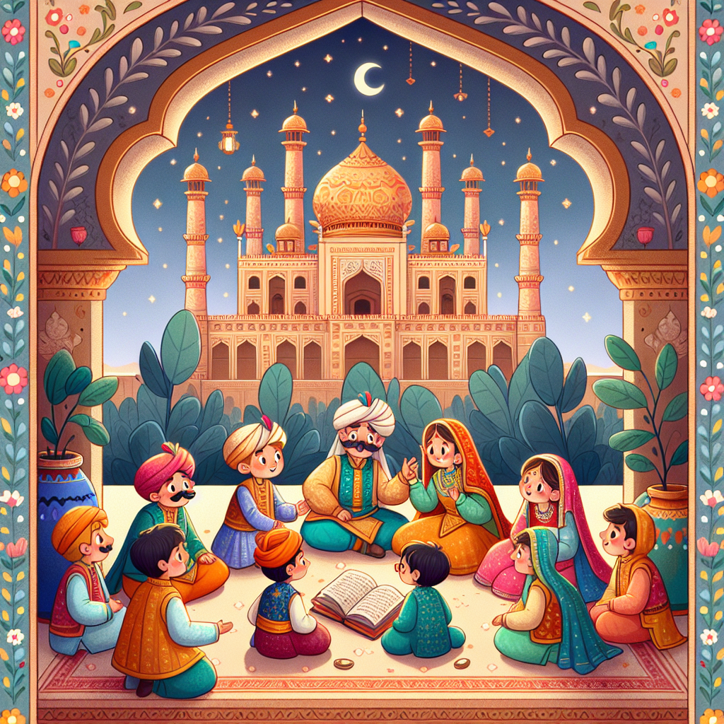 Colorful children's illustration for the story: The Bribe-Taker Who Could Not Stop