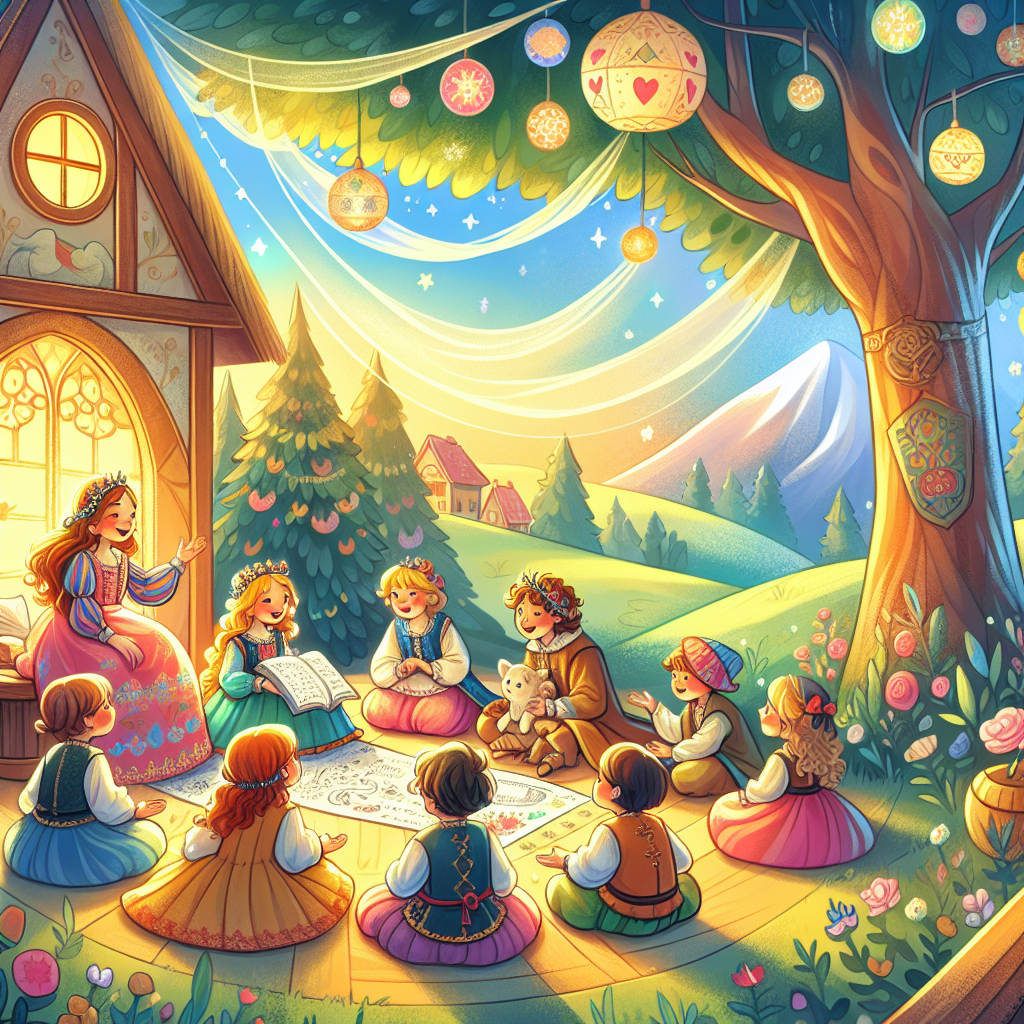 Colorful children's illustration for the story: The Clever Daughter's Riddles