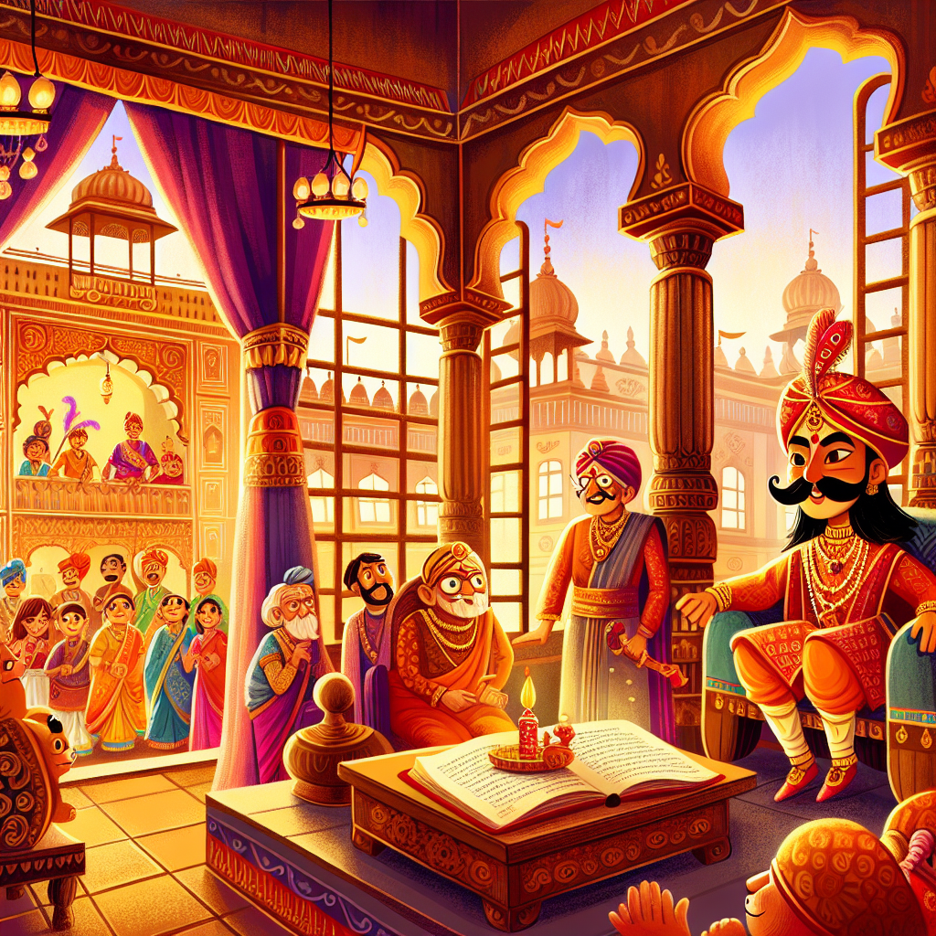 Colorful children's illustration for the story: The Cursed Man and the Clever Note