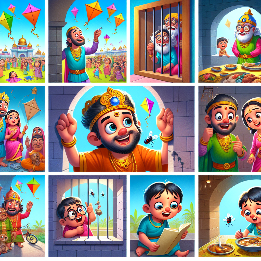 Colorful cartoon storyboard showing 8 key scenes from The Cursed Man