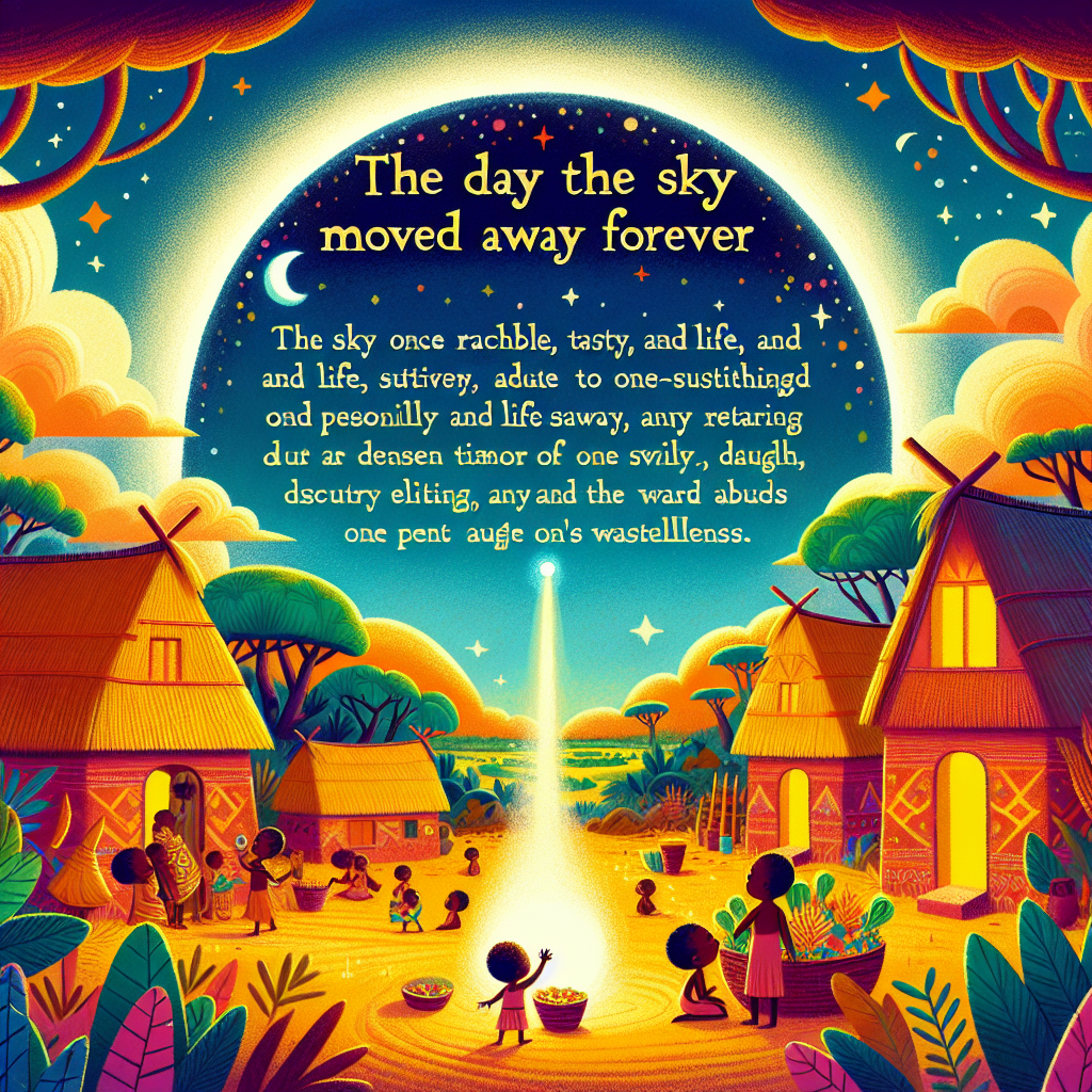 Colorful children's illustration for the story: The Sky's Gift