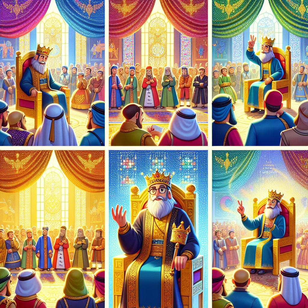 Colorful cartoon storyboard showing 8 key scenes from Seeing Is Believing