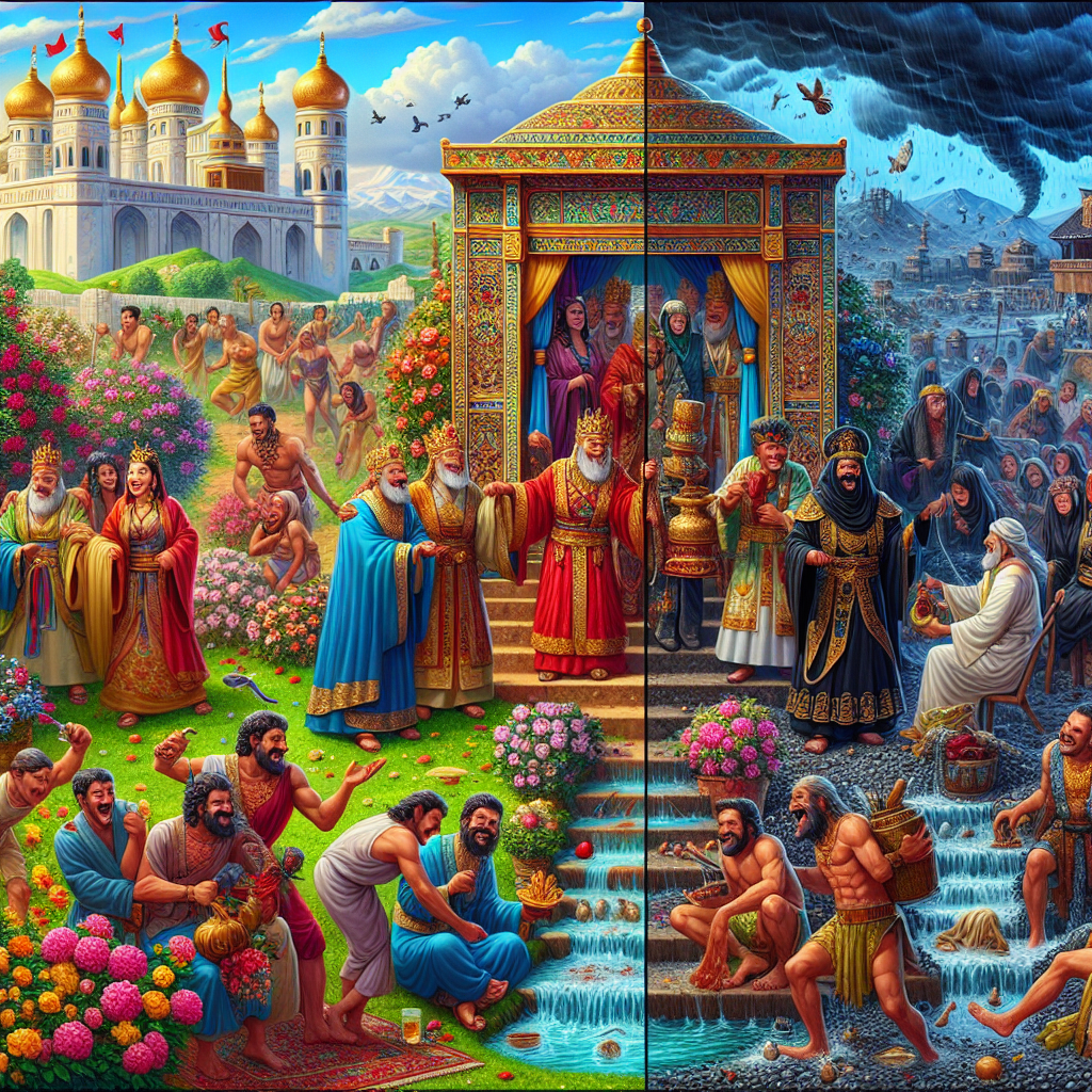 Colorful cartoon storyboard showing 8 key scenes from The Elephant's Footprint