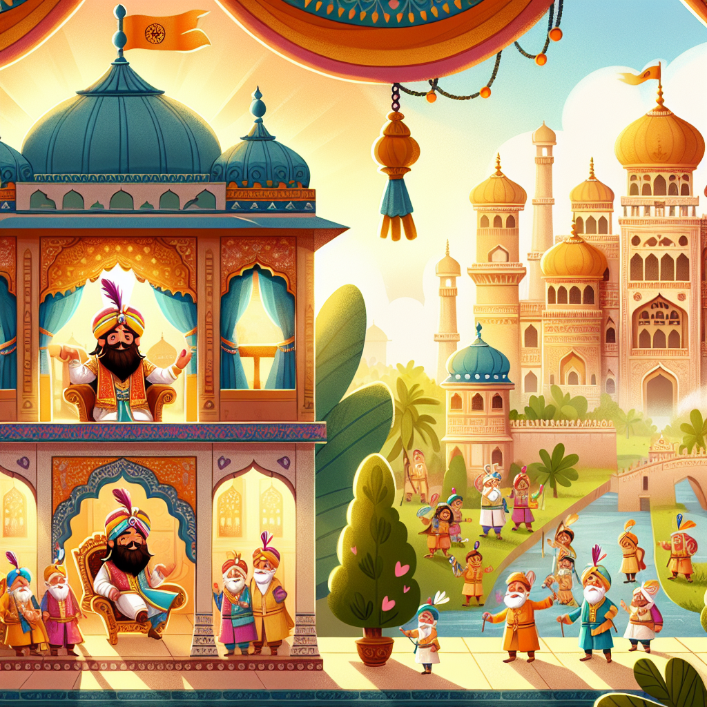 Colorful children's illustration for the story: The Clever Wrestler