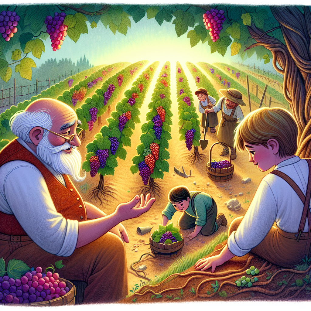 Colorful children's illustration for the story: The Hidden Treasure