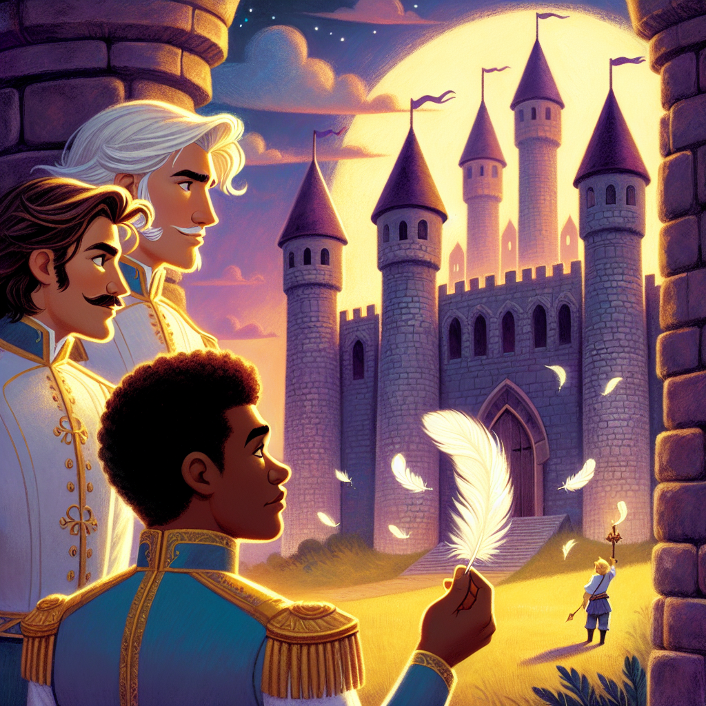 Colorful children's illustration for the story: The Feather That Led the Way