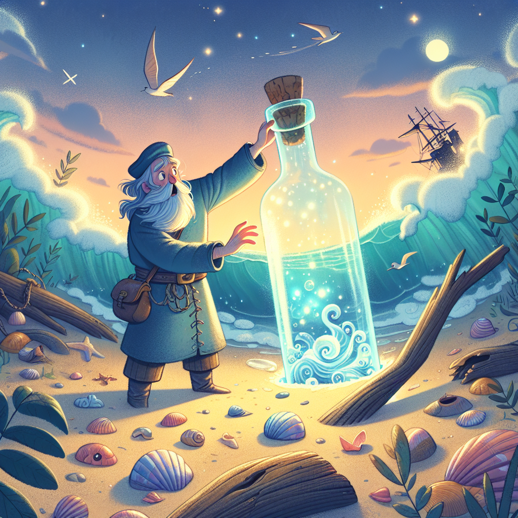 Colorful children's illustration for the story: The Fisherman and the Sea