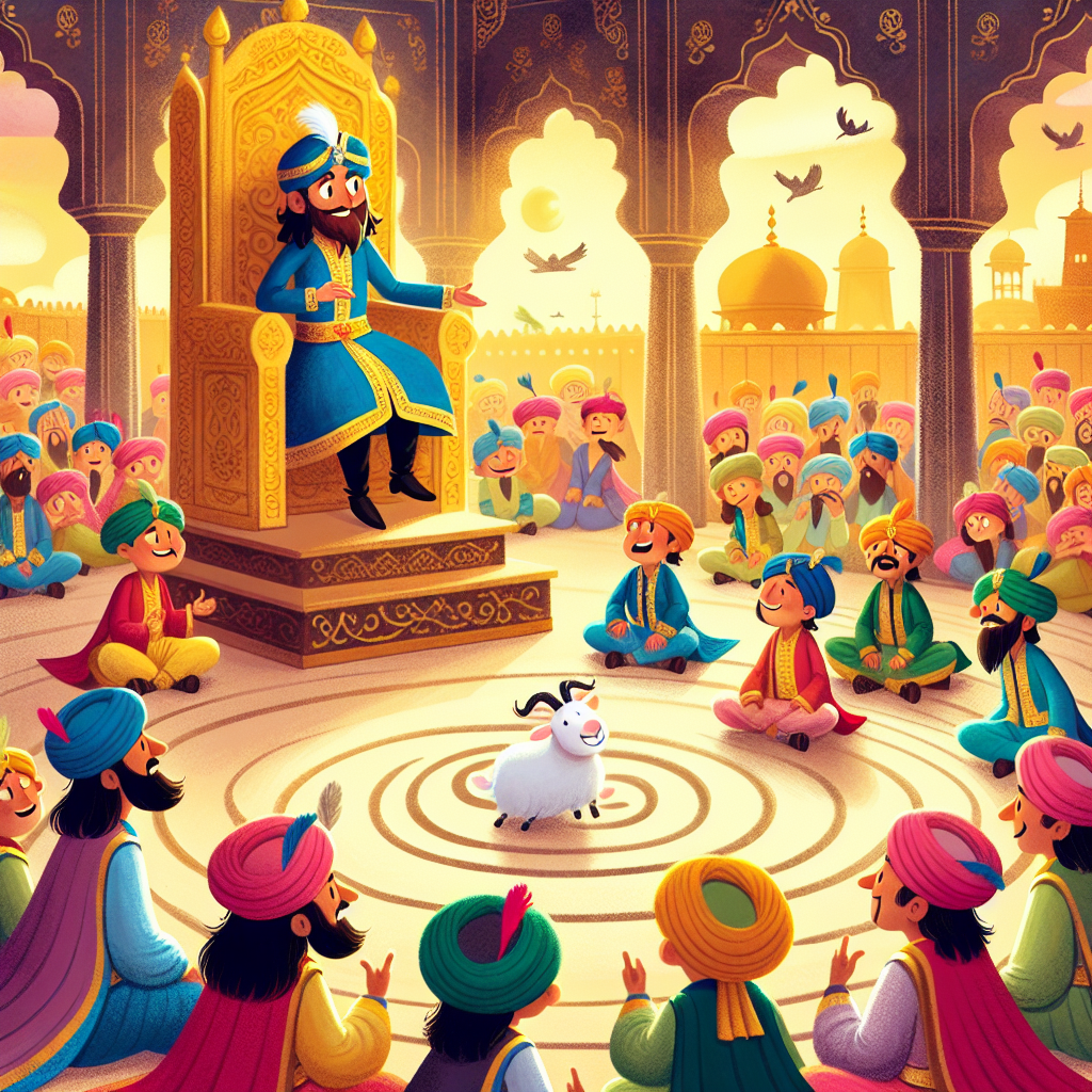 Colorful children's illustration for the story: The Five Questions