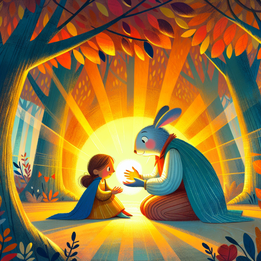 Colorful children's illustration for the story: The Friend in the Tree