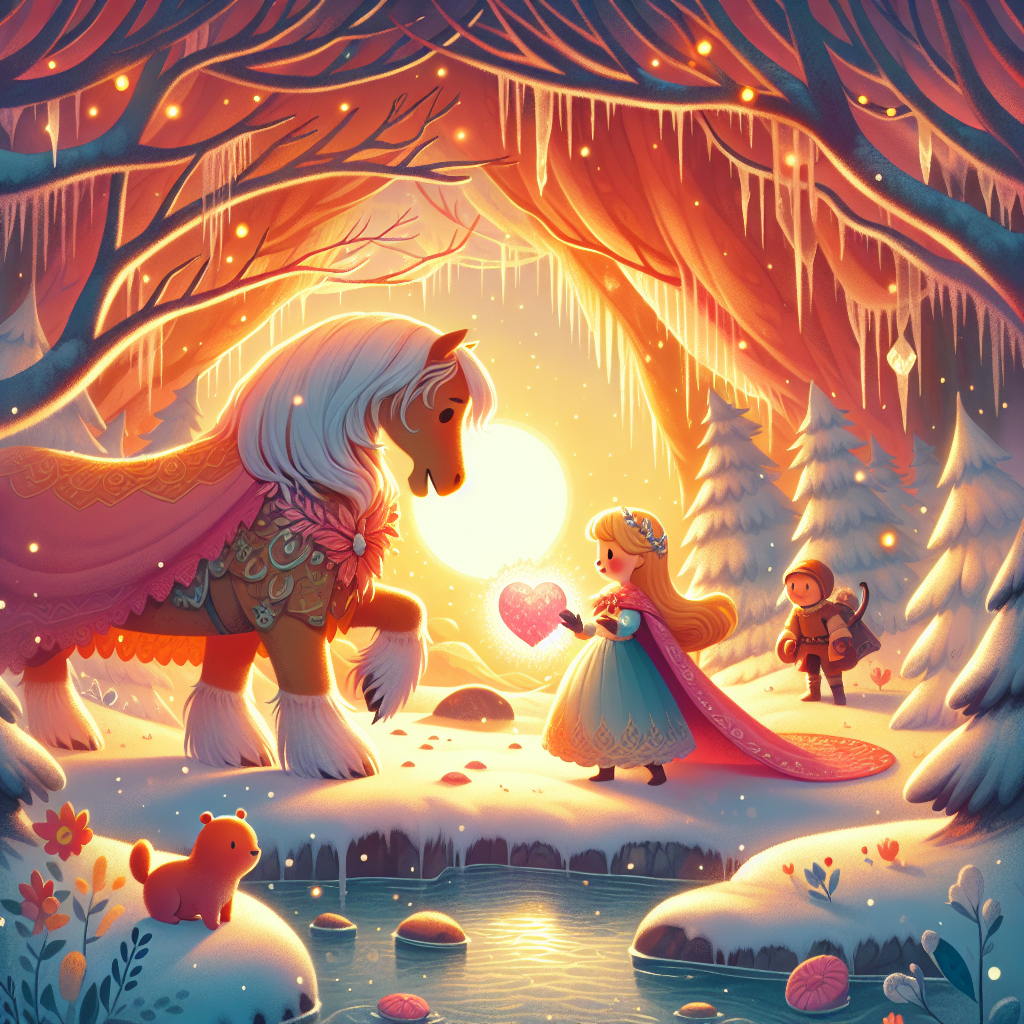 Colorful children's illustration for the story: The Snow Queen