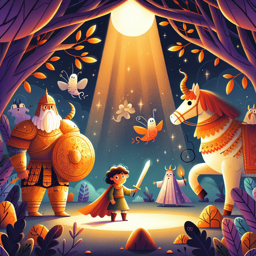 Colorful children's illustration for the story: The Warrior's Armor