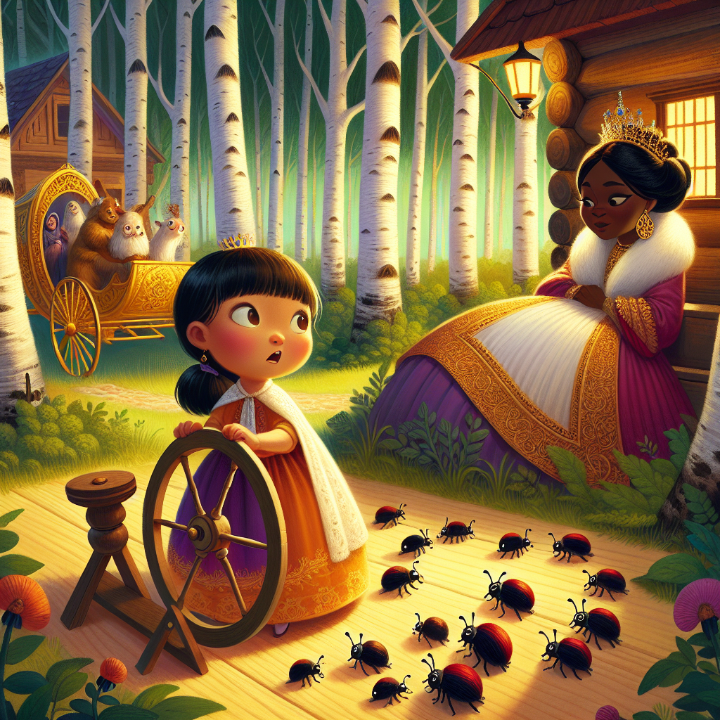 Colorful children's illustration for the story: The Girl Who Became Queen