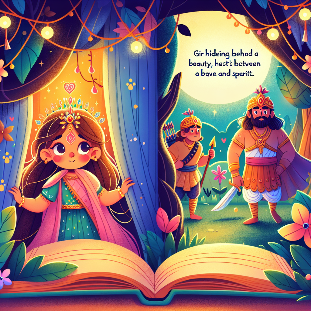 Colorful children's illustration for the story: The Beautiful Woman and the Two Brothers