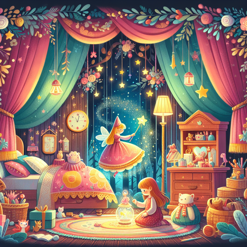 Colorful children's illustration for the story: Vasilisa the Beautiful