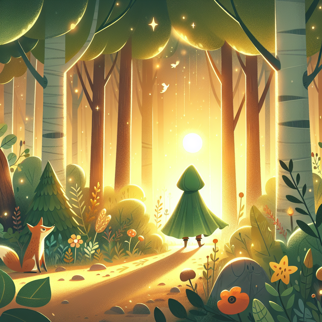 Colorful children's illustration for the story: Robin Hood: The Green-Cloaked Hero