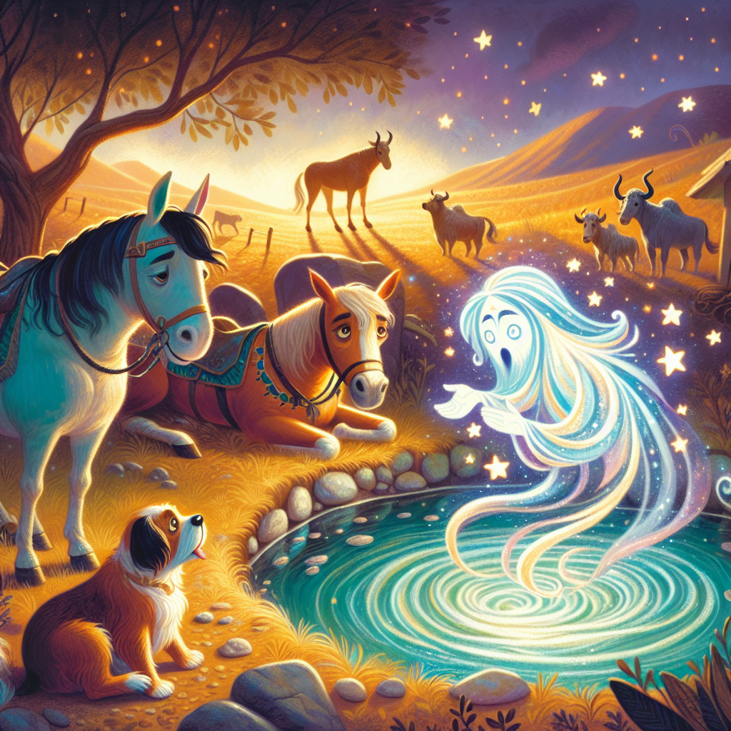 Colorful children's illustration for the story: The Grumpy Camel