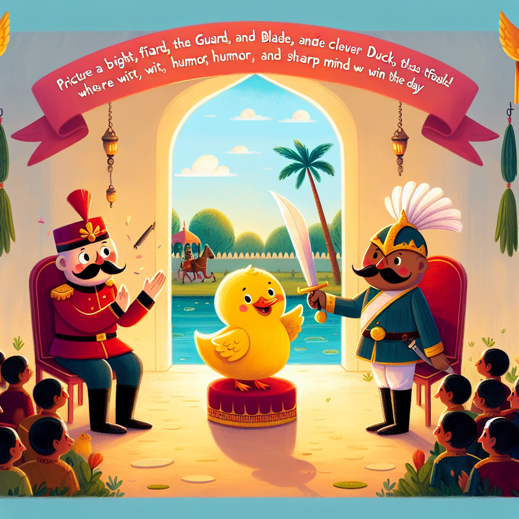 Colorful children's illustration for the story: The Clever Duck
