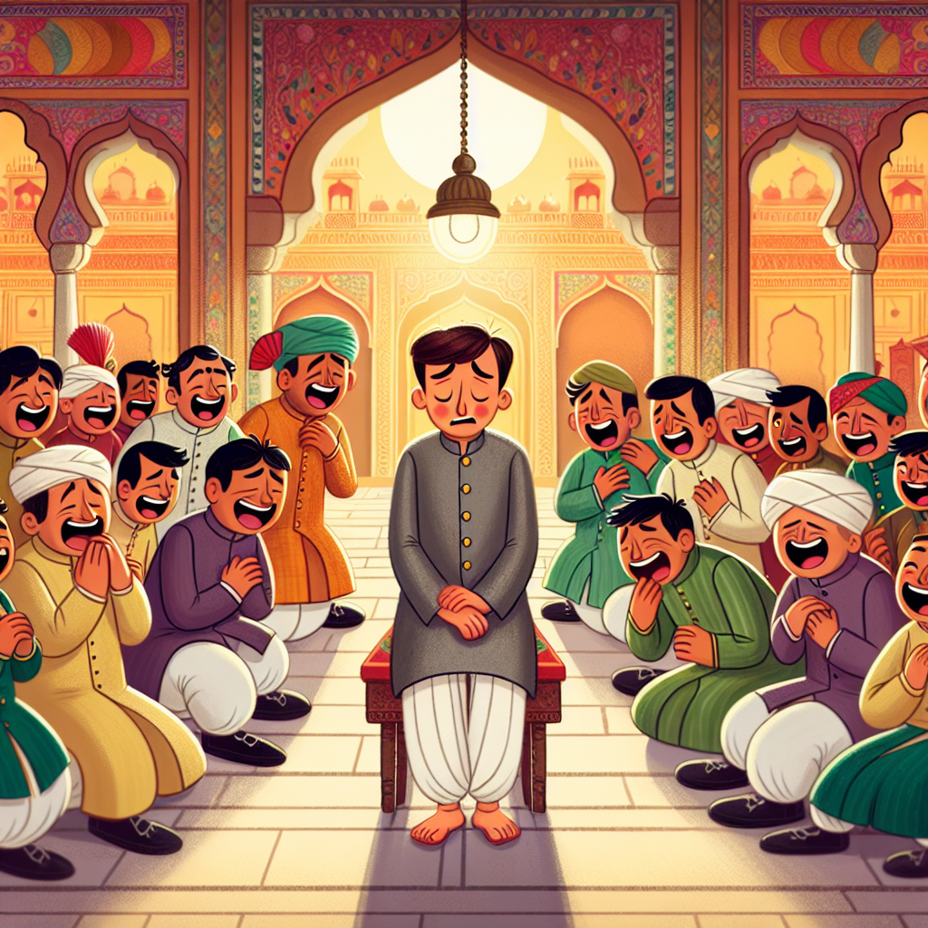 Colorful children's illustration for the story: The Guest Who Never Laughed