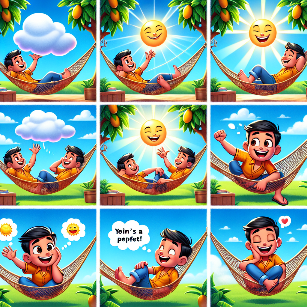 Colorful cartoon storyboard showing 8 key scenes from The Secret of True Happiness