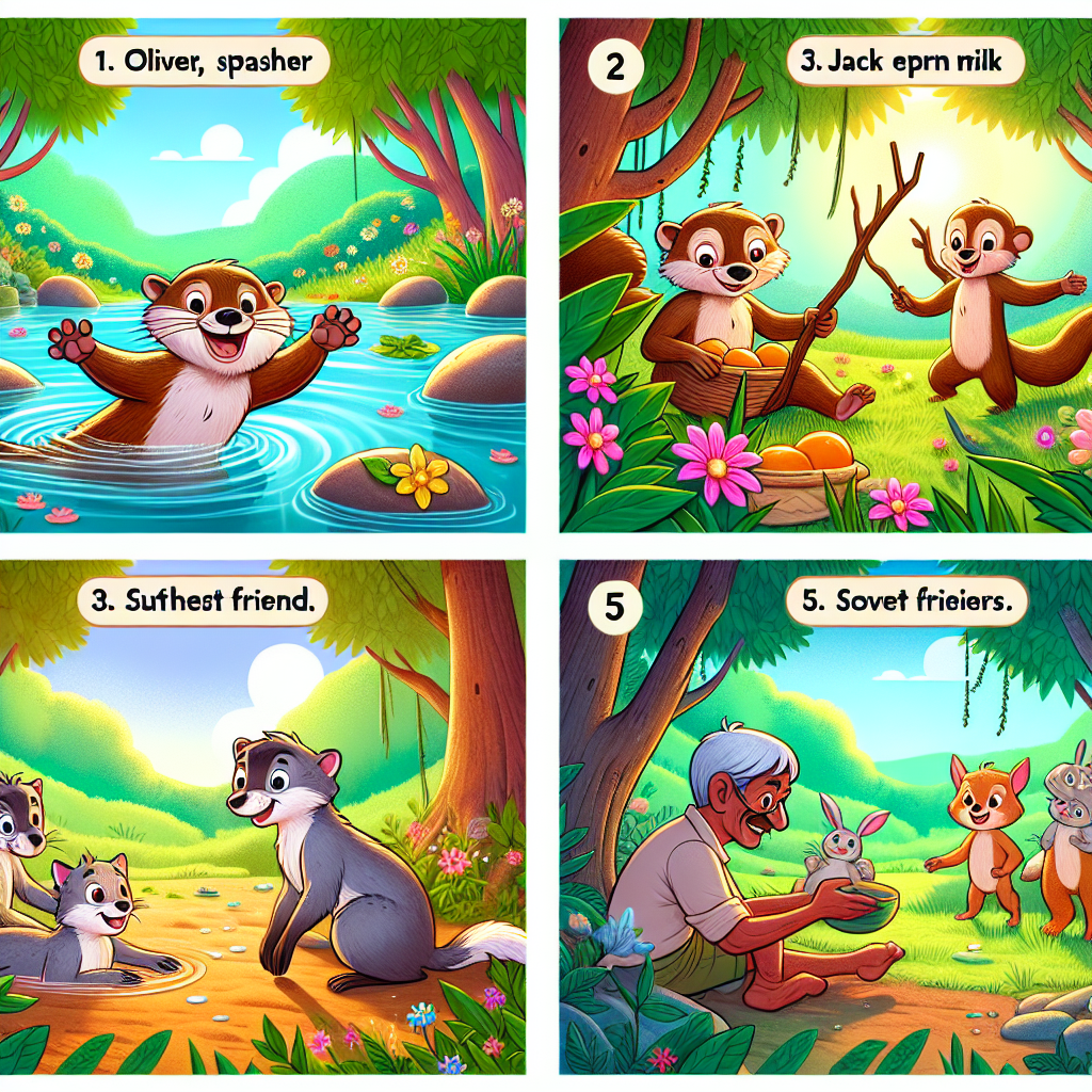 Colorful cartoon storyboard showing 8 key scenes from The Generous Hare