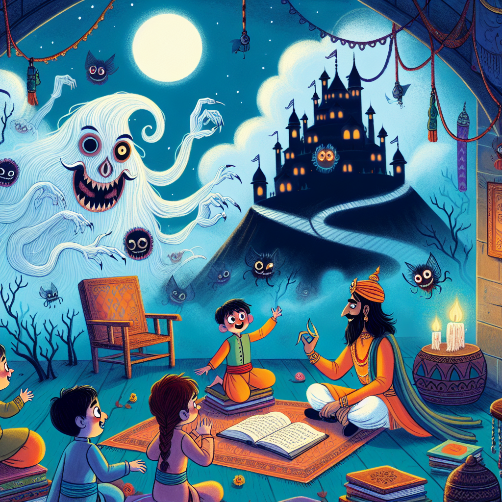 Colorful children's illustration for the story: The Tale of the Two Friends