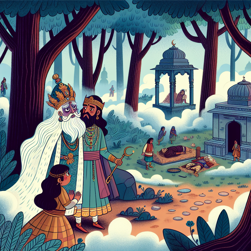 Colorful children's illustration for the story: The Honest Innkeeper's Daughter