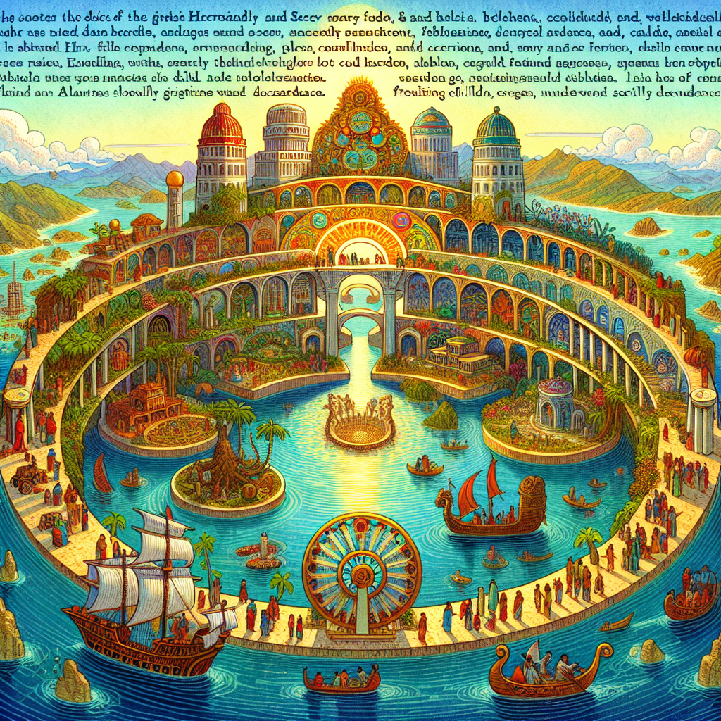Colorful children's illustration for the story: The Lost City of Atlantis