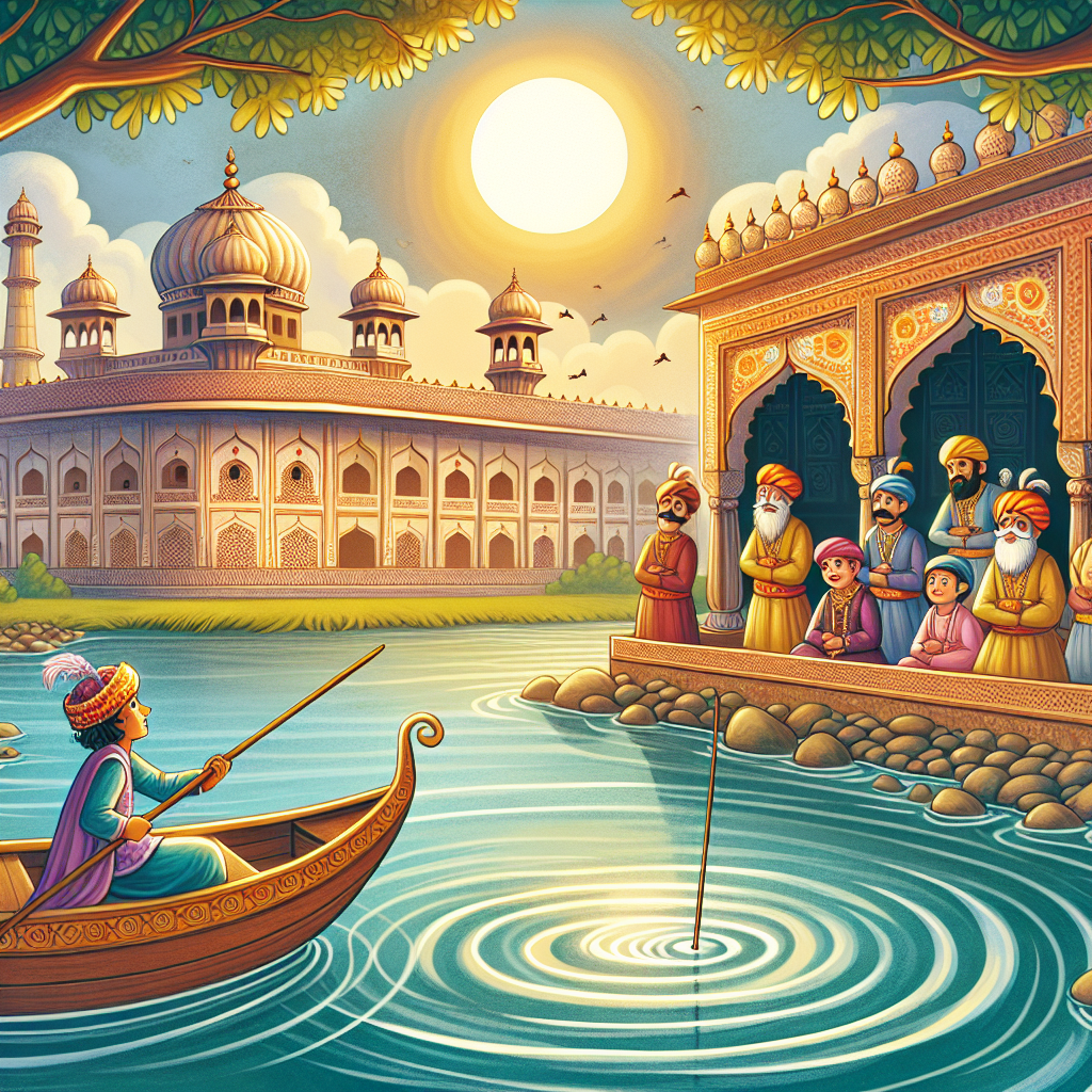 Colorful children's illustration for the story: The Stick That Crossed the River