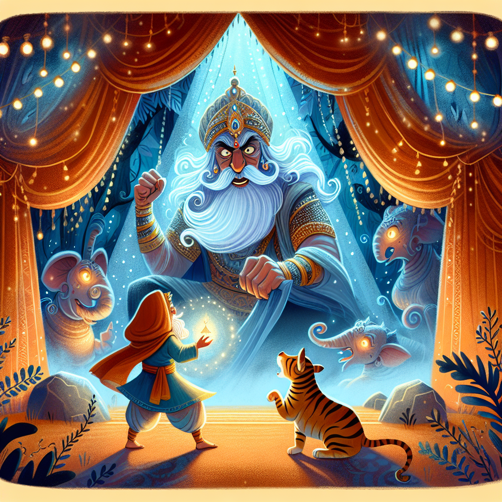 Colorful children's illustration for the story: The King and the Ghost